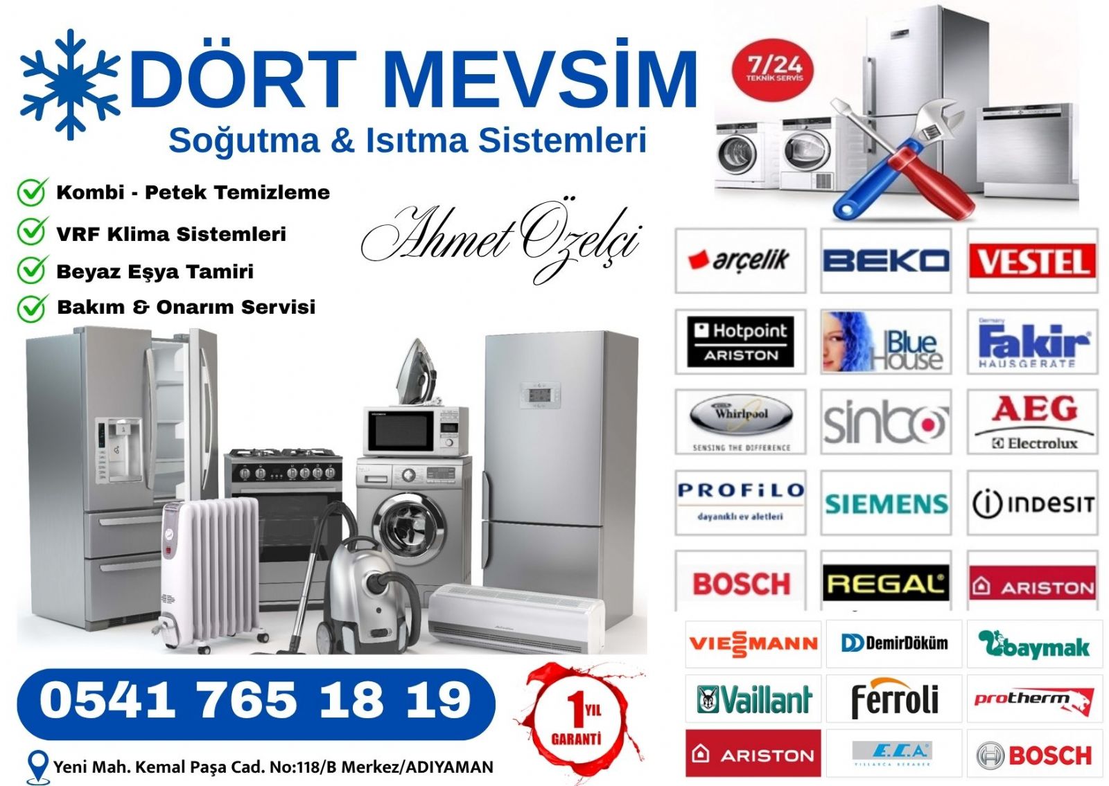 Adıyaman Beyaz Eşya Servisi